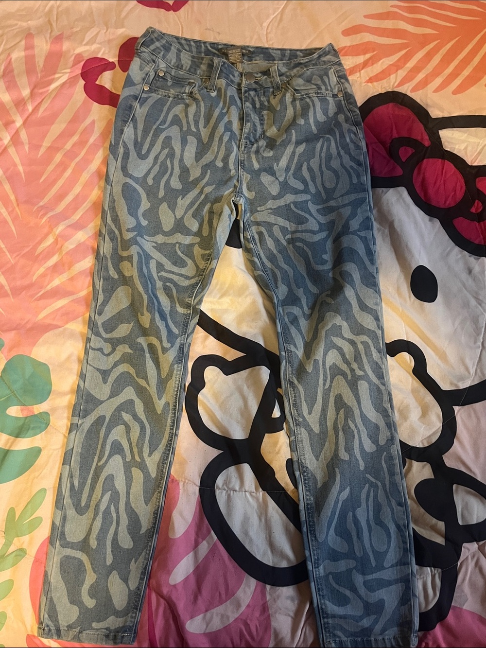 Kate & Mallory Blue Zebra-Pattern Skinny Jeans